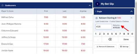Anytime Goalscorer Betting Market .